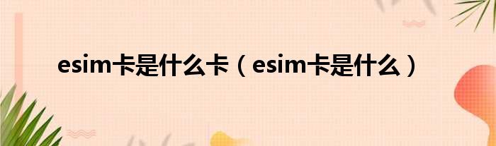 esim卡是什么卡（esim卡是什么）