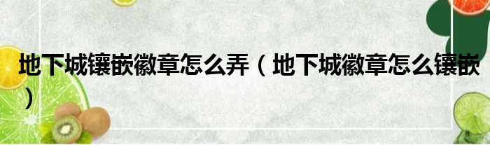 地下城镶嵌徽章怎么弄（地下城徽章怎么镶嵌）