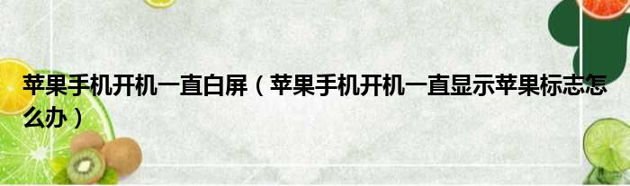 苹果手机开机一直白屏（苹果手机开机一直显示苹果标志怎么办）