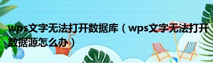 wps文字无法打开数据库（wps文字无法打开数据源怎么办）