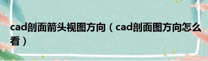 cad剖面箭头视图方向（cad剖面图方向怎么看）