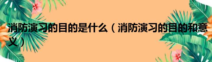 消防演习的目的是什么（消防演习的目的和意义）