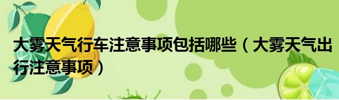 大雾天气行车注意事项包括哪些（大雾天气出行注意事项）