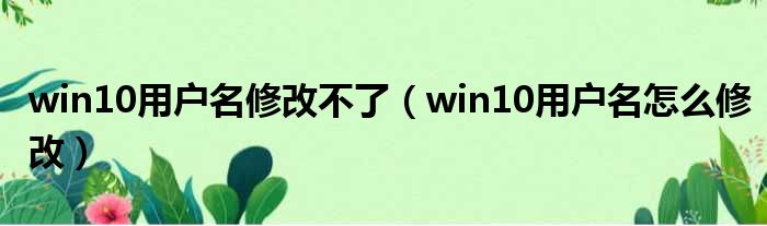 win10用户名修改不了（win10用户名怎么修改）