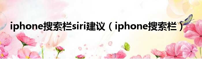 iphone搜索栏siri建议（iphone搜索栏）