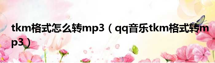 tkm格式怎么转mp3（qq音乐tkm格式转mp3）