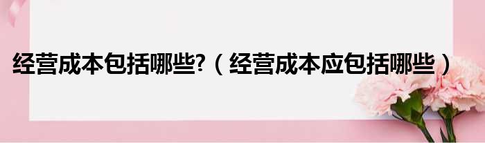 经营成本包括哪些 （经营成本应包括哪些）