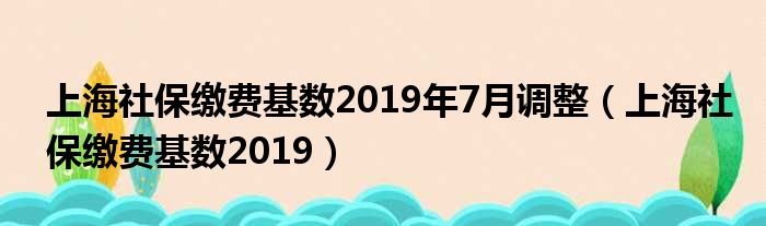 上海社保缴费基数2019年7月调整（上海社保缴费基数2019）