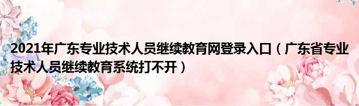 2021年广东专业技术人员继续教育网登录入口（广东省专业技术人员继续教育系统打不开）