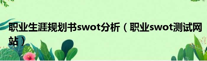 职业生涯规划书swot分析（职业swot测试网站）