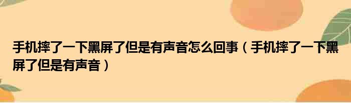 手机摔了一下黑屏了但是有声音怎么回事（手机摔了一下黑屏了但是有声音）