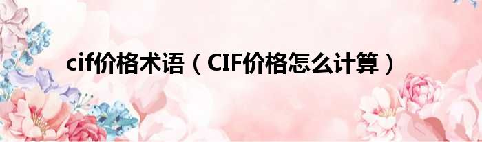 cif价格术语（CIF价格怎么计算）