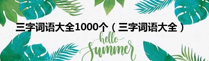 三字词语大全1000个（三字词语大全）