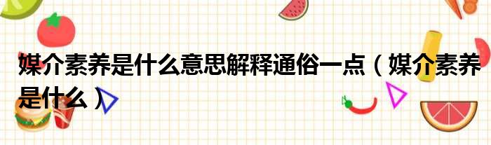 媒介素养是什么意思解释通俗一点（媒介素养是什么）