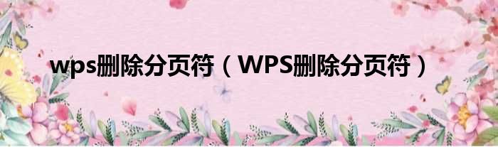 wps删除分页符（WPS删除分页符）