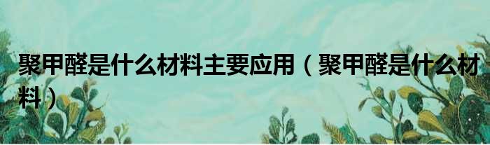 聚甲醛是什么材料主要应用（聚甲醛是什么材料）