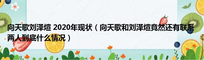 向天歌刘泽煊 2020年现状（向天歌和刘泽煊竟然还有联系 两人到底什么情况）