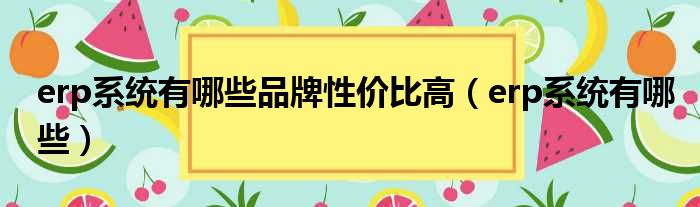 erp系统有哪些品牌性价比高（erp系统有哪些）