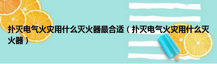 扑灭电气火灾用什么灭火器最合适（扑灭电气火灾用什么灭火器）