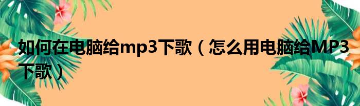 如何在电脑给mp3下歌（怎么用电脑给MP3下歌）