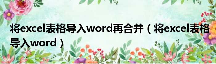 将excel表格导入word再合并（将excel表格导入word）