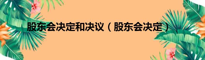 股东会决定和决议（股东会决定）