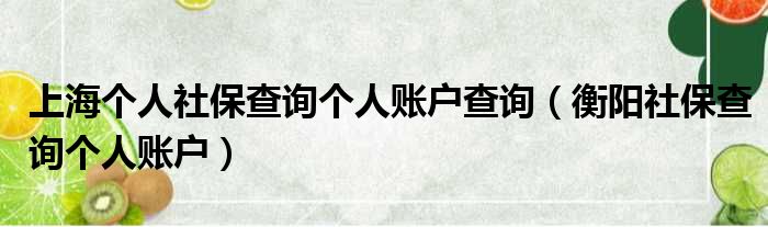 上海个人社保查询个人账户查询（衡阳社保查询个人账户）