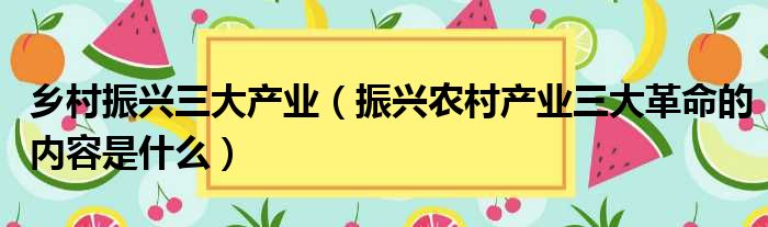 乡村振兴三大产业（振兴农村产业三大革命的内容是什么）