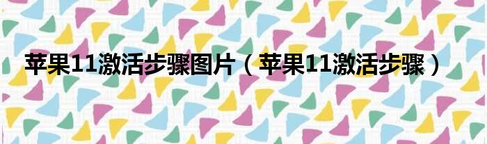 苹果11激活步骤图片（苹果11激活步骤）