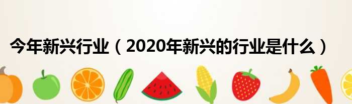 今年新兴行业（2020年新兴的行业是什么）