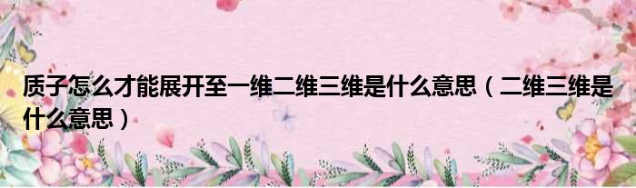 质子怎么才能展开至一维二维三维是什么意思（二维三维是什么意思）