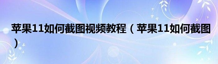 苹果11如何截图视频教程（苹果11如何截图）