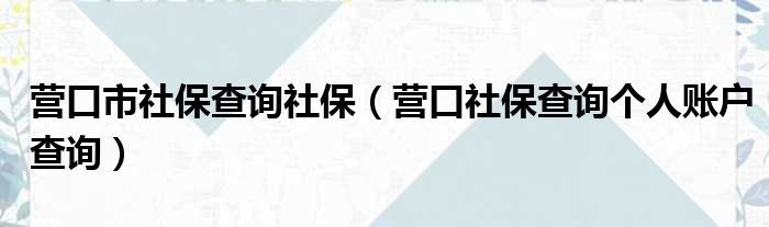 营口市社保查询社保（营口社保查询个人账户查询）