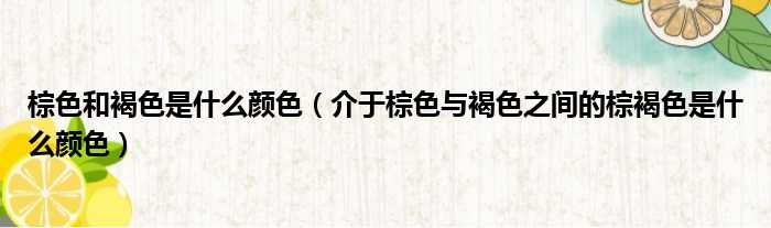 棕色和褐色是什么颜色（介于棕色与褐色之间的棕褐色是什么颜色）