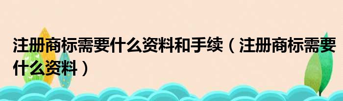 注册商标需要什么资料和手续（注册商标需要什么资料）