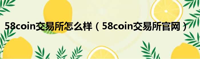 58coin交易所怎么样（58coin交易所官网）