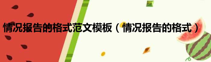 情况报告的格式范文模板（情况报告的格式）