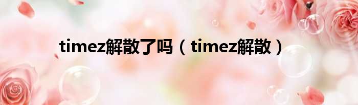 timez解散了吗（timez解散）