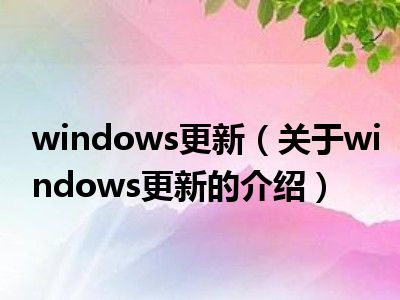 windows更新（关于windows更新的介绍）