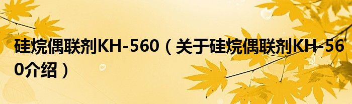  硅烷偶联剂KH-560（关于硅烷偶联剂KH-560介绍）