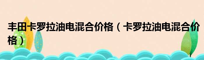 丰田卡罗拉油电混合价格（卡罗拉油电混合价格）