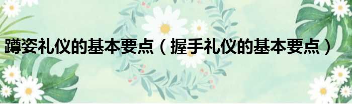 蹲姿礼仪的基本要点（握手礼仪的基本要点）