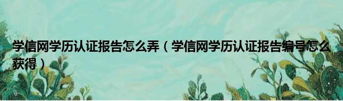 学信网学历认证报告怎么弄（学信网学历认证报告编号怎么获得）