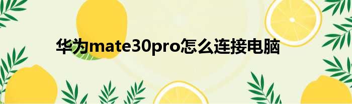 华为mate30pro怎么连接电脑