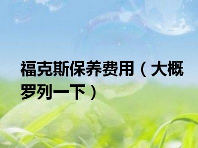 福克斯保养费用（大概罗列一下）