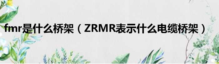 fmr是什么桥架（ZRMR表示什么电缆桥架）