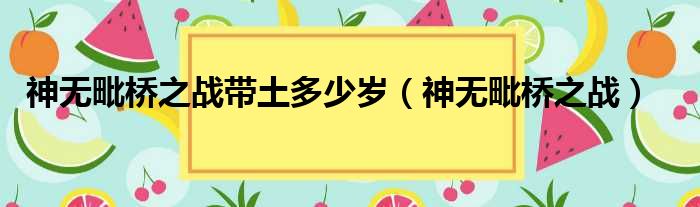 神无毗桥之战带土多少岁（神无毗桥之战）