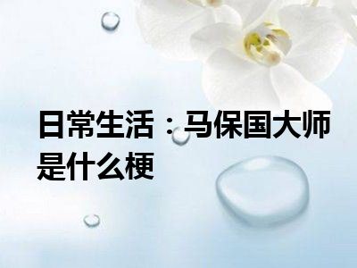 日常生活：马保国大师是什么梗