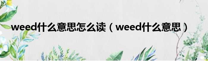 weed什么意思怎么读（weed什么意思）