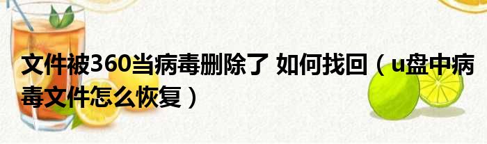 文件被360当病毒删除了 如何找回（u盘中病毒文件怎么恢复）